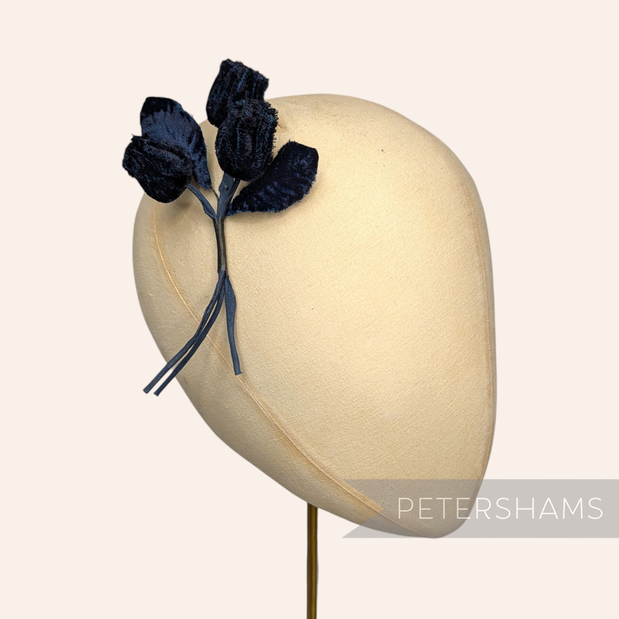 'Frankie' Velvet Triple Bud Stem Millinery Mount