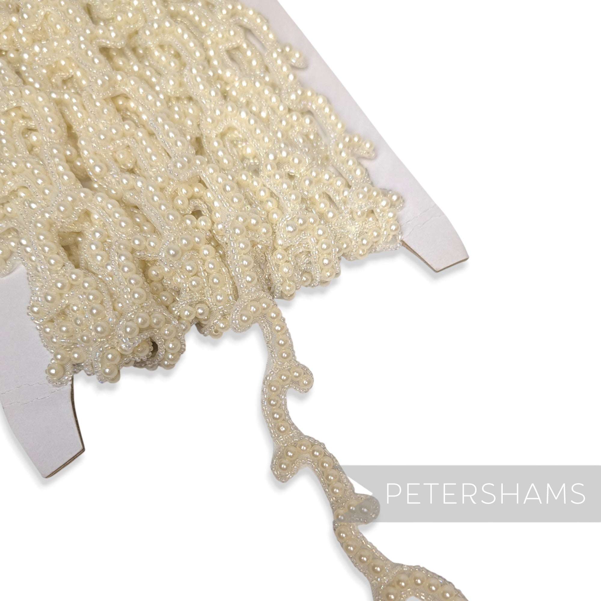 Iridescent Bead and Pearl Adorned Candy-Cane Design Trim - 1m