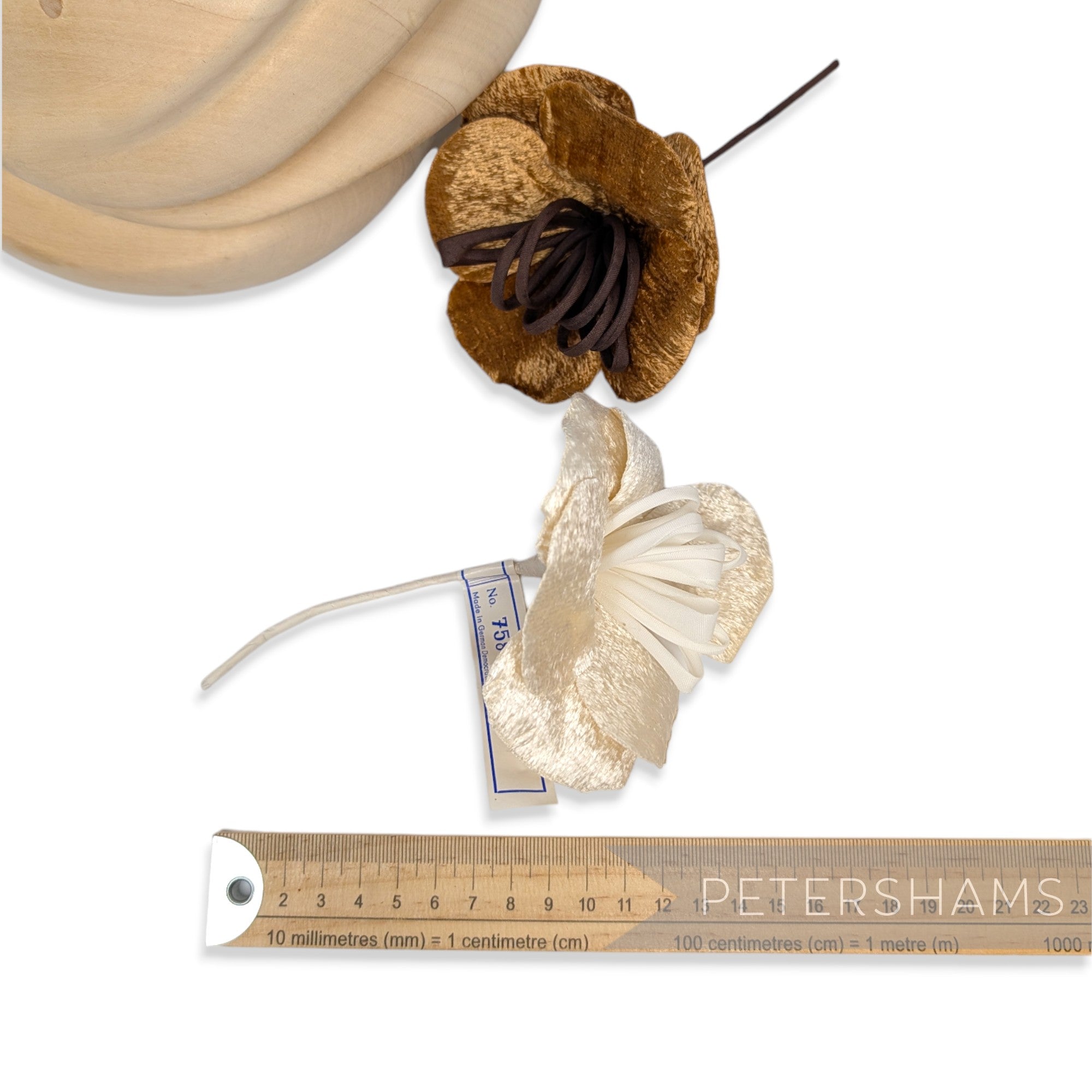 'Samy' Vintage 1970/80s German Velvet Camellia Organdie Looped Center Flower