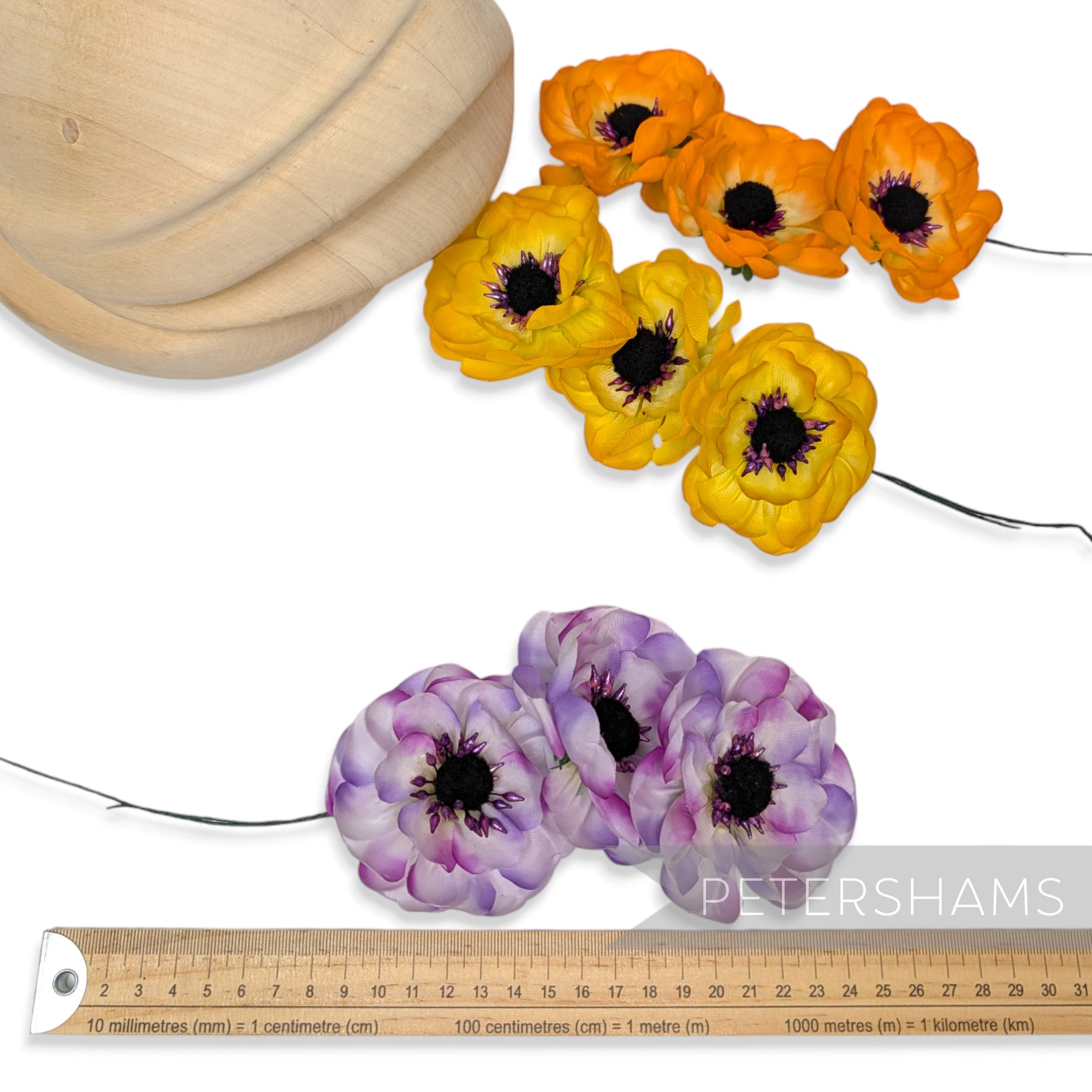 'Yuki' Vintage 1960/70s Wired Japanese Anemone Flower