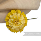 Petershams Millinery Supplies Mikari vibrant yellow fabric dahlia flower with wired stem for headpieces