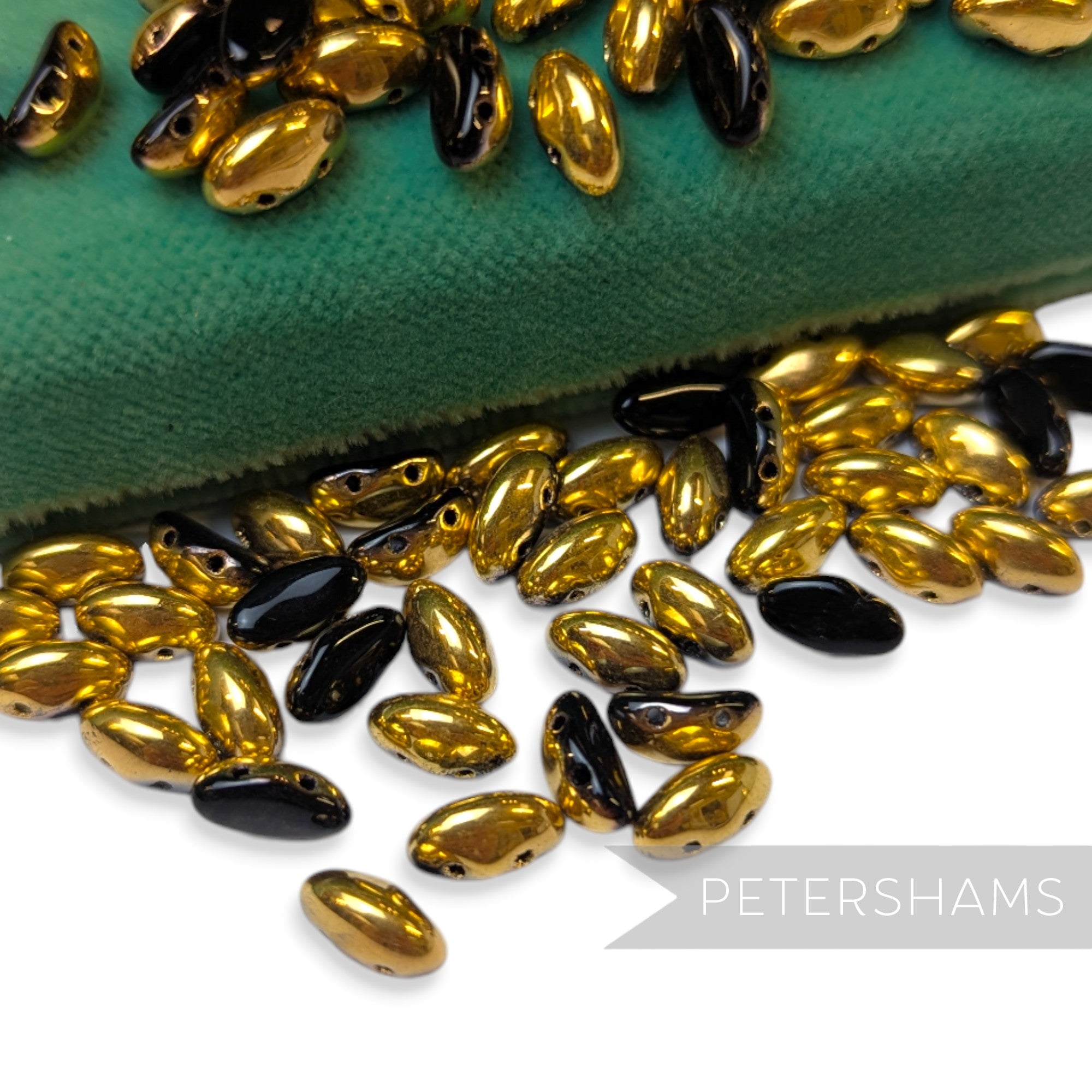 Vintage 1960/70's Glass 10x5mm Flatback Bean Beads - 72 Beads