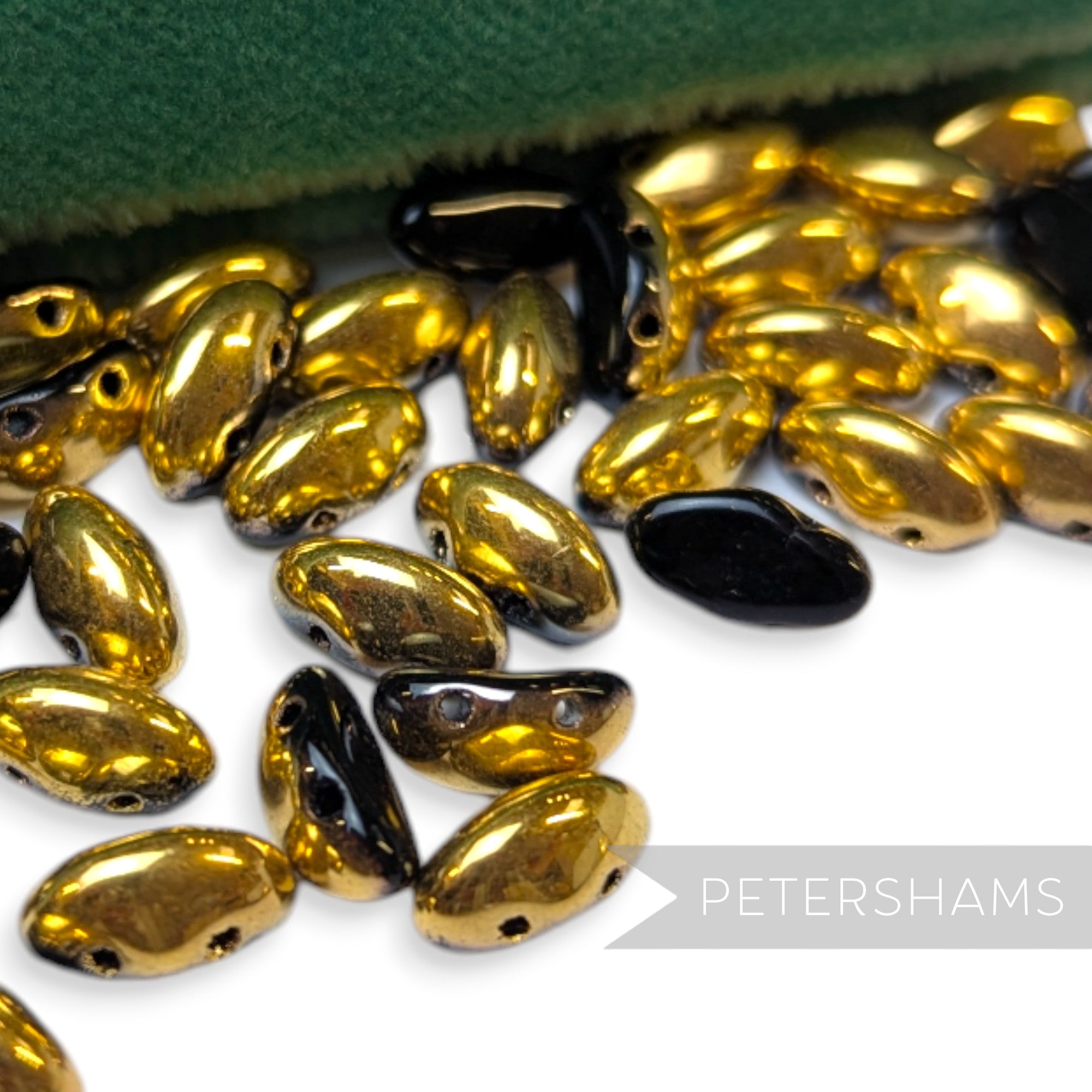 Vintage 1960/70's Glass 10x5mm Flatback Bean Beads - 72 Beads