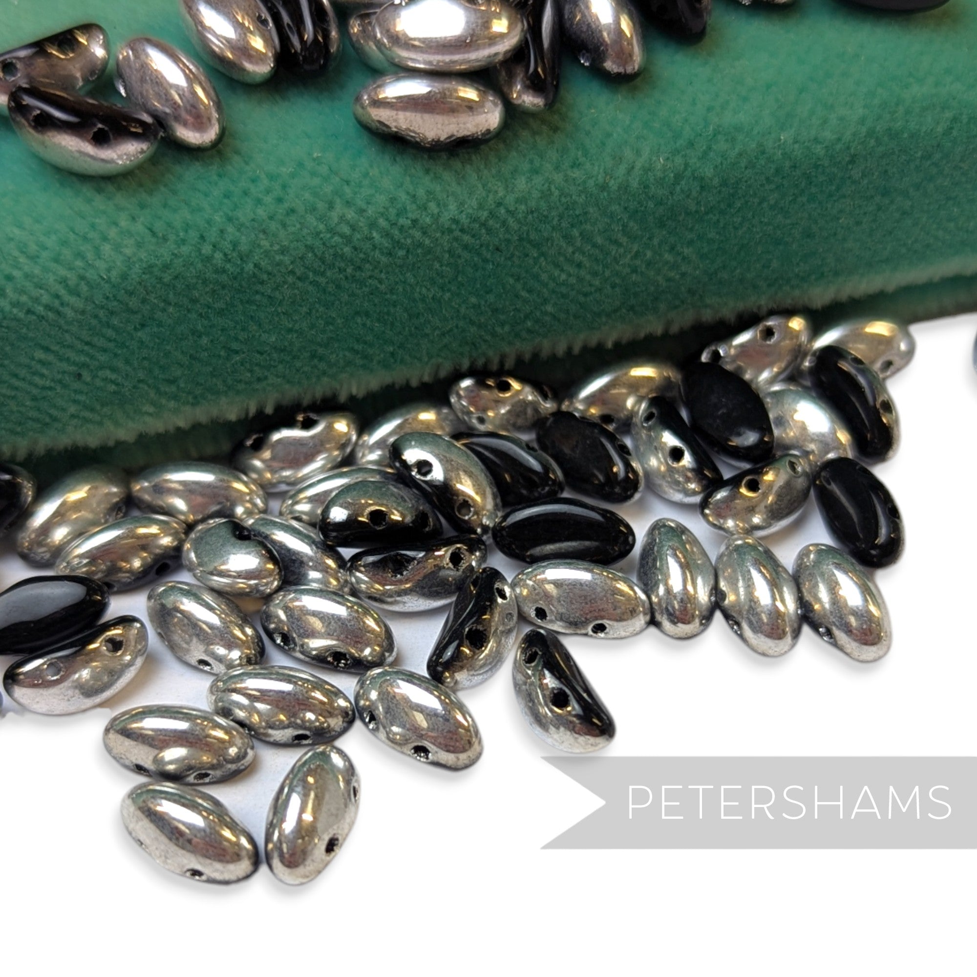 Vintage 1960/70's Glass 10x5mm Flatback Bean Beads - 72 Beads