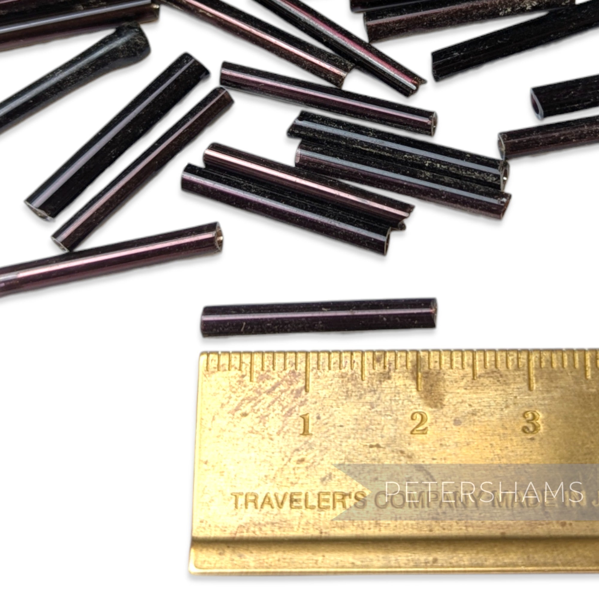 20mm Vintage Long Glass Bugle Beads - 36 Pieces