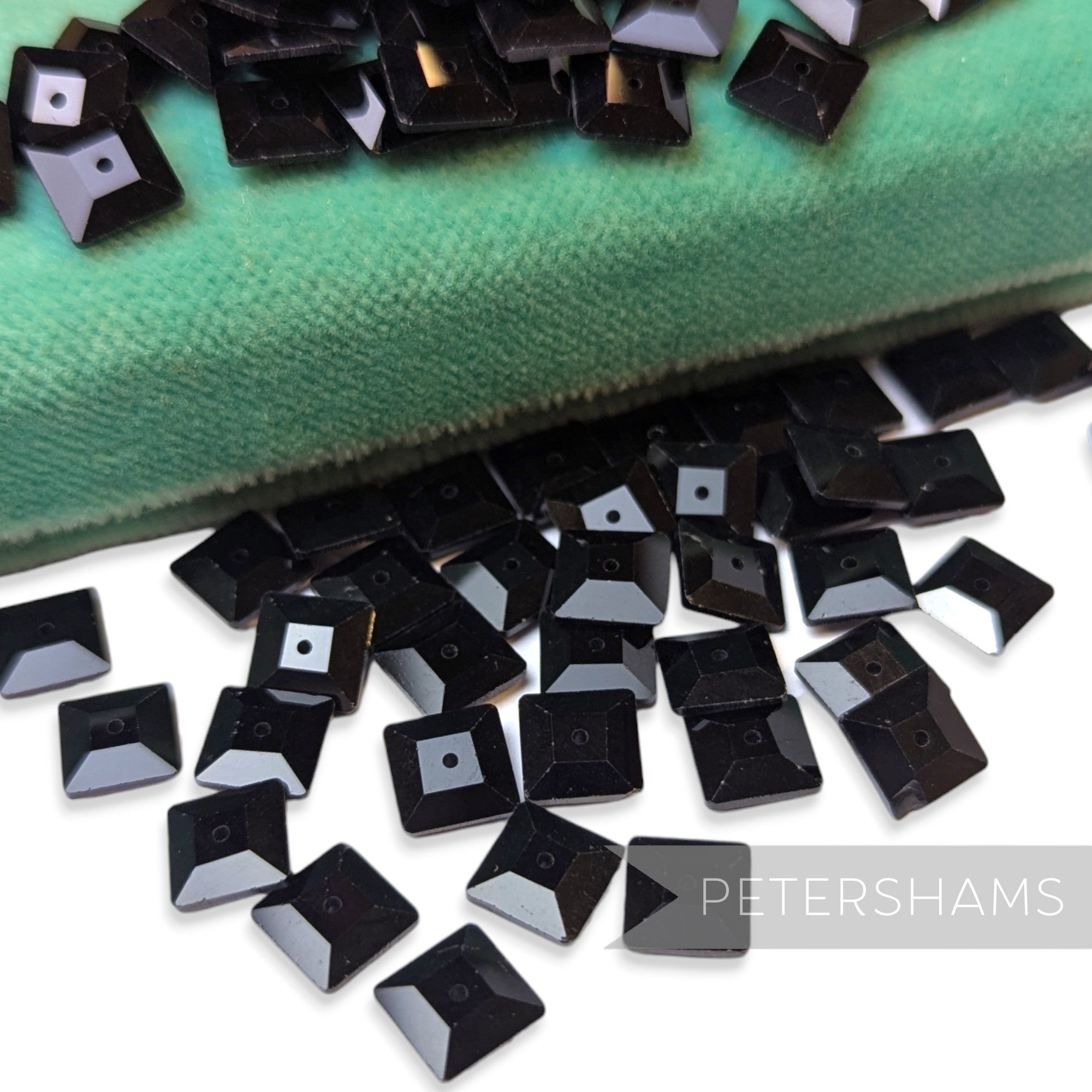 Vintage 1960/70's 7mm Glass Bevelled Square Beads - 72 Pieces