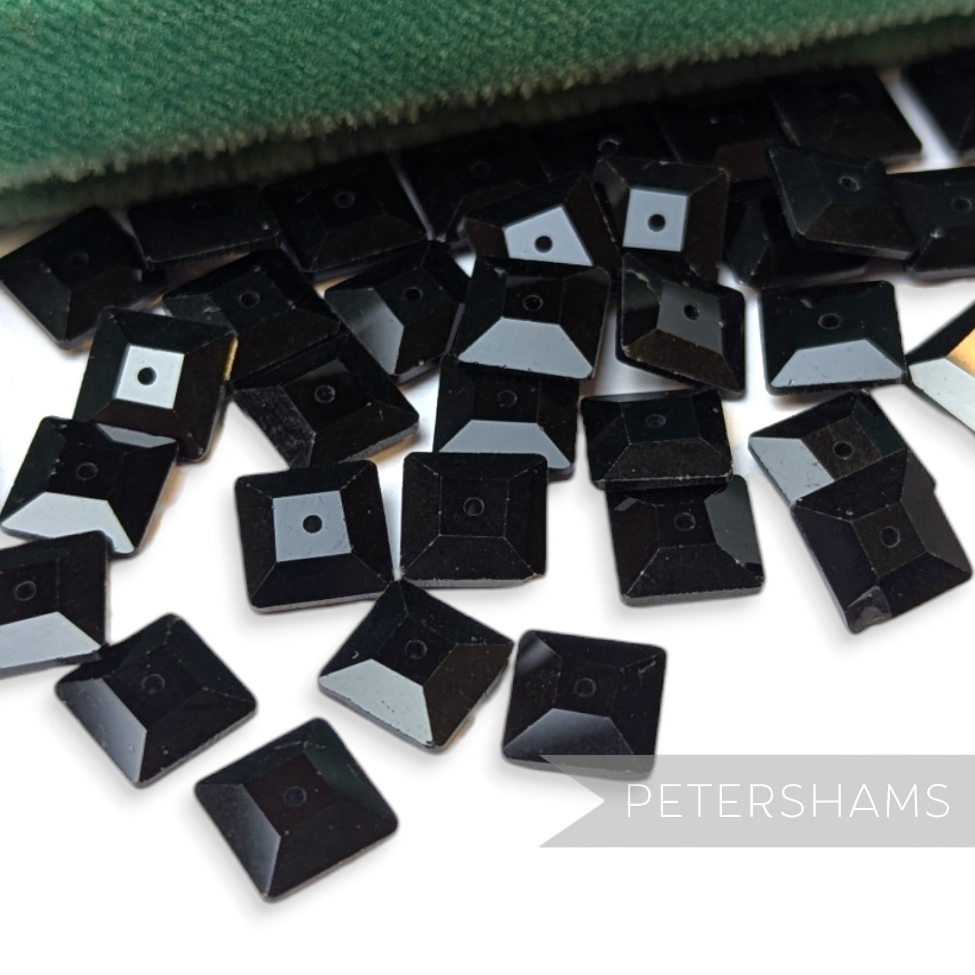 Vintage 1960/70's 7mm Glass Bevelled Square Beads - 72 Pieces