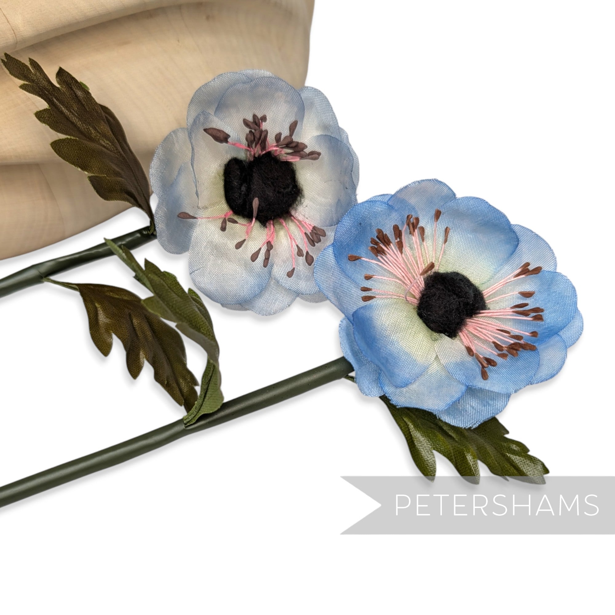 'Antozo' Vintage 1960s Silk 6.5cm Anemone Flower Wired Flower