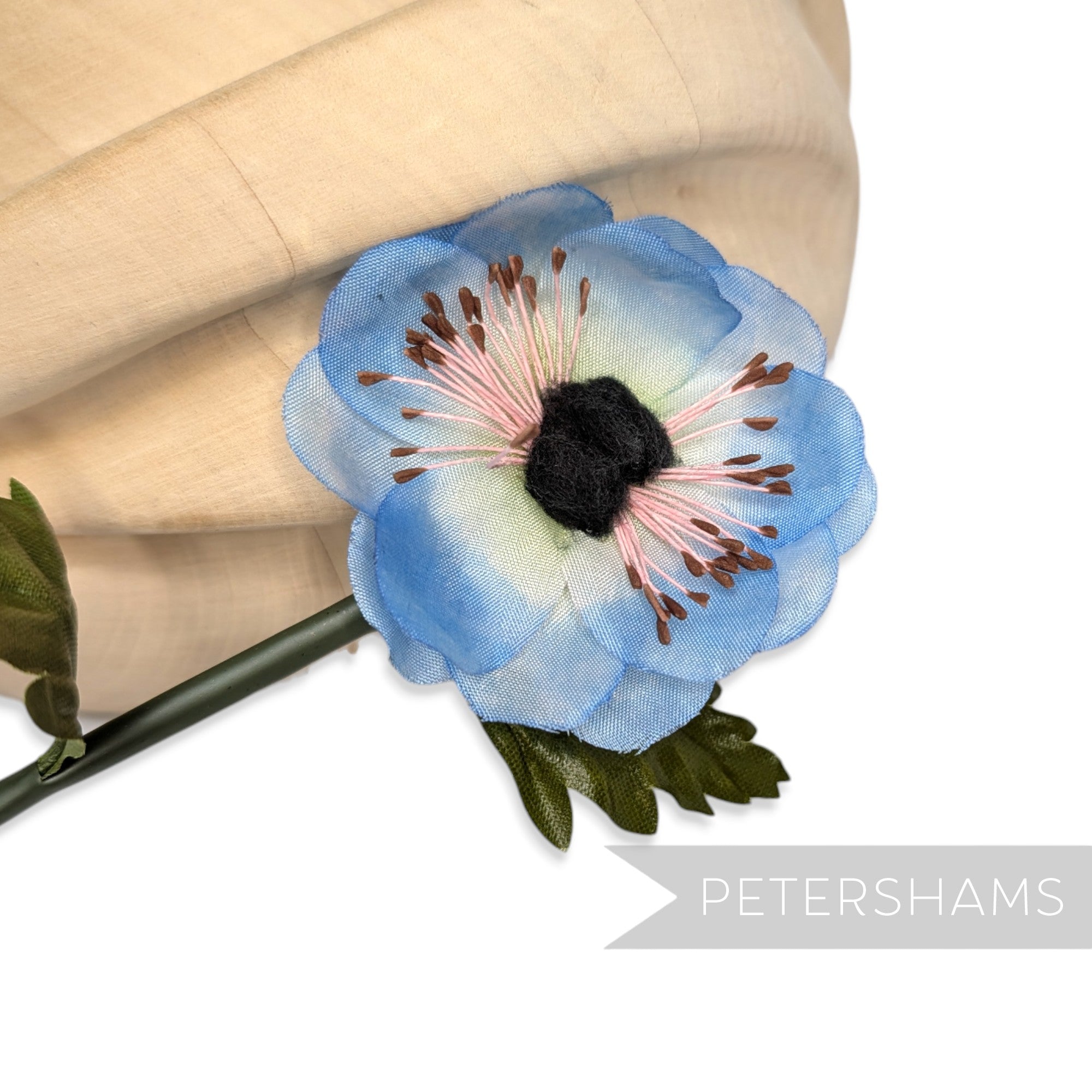 'Antozo' Vintage 1960s Silk 6.5cm Anemone Flower Wired Flower