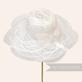Imperfect White Scalloped Crin Hat with Bow Accent
