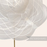 Imperfect White Scalloped Crin Hat with Bow Accent