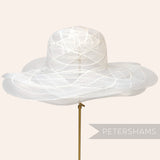 Imperfect White Scalloped Crin Hat with Bow Accent