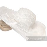 Imperfect White Scalloped Crin Hat with Bow Accent