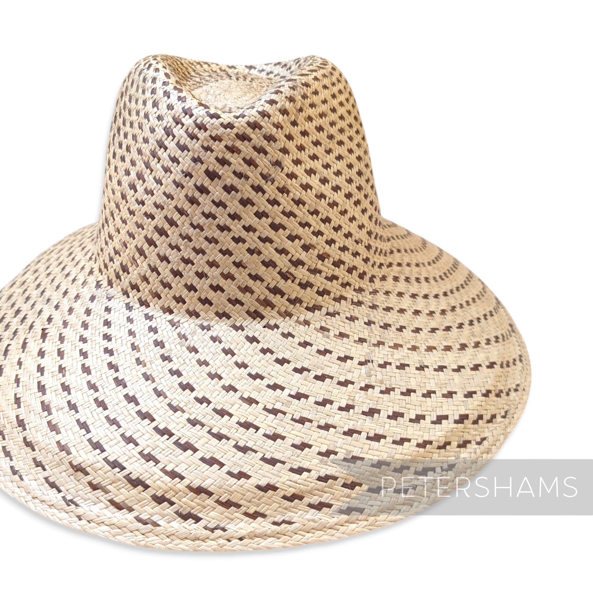 Imperfect Partially Blocked Double Dash Vintage Ecuador Panama Straw Capeline - 11.5"