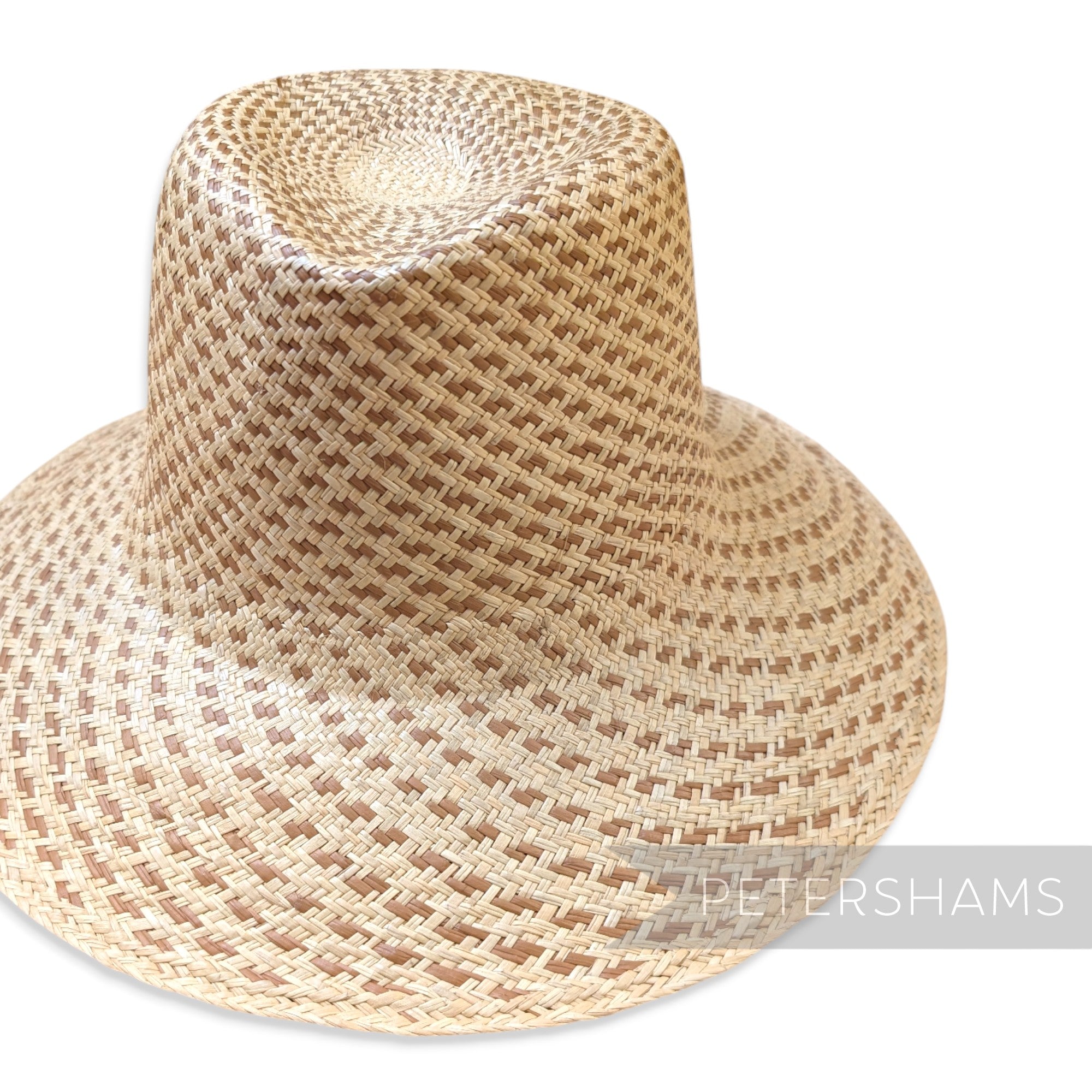 Imperfect Partially Blocked Double Dash Vintage Ecuador Panama Straw Capeline - 11.5"