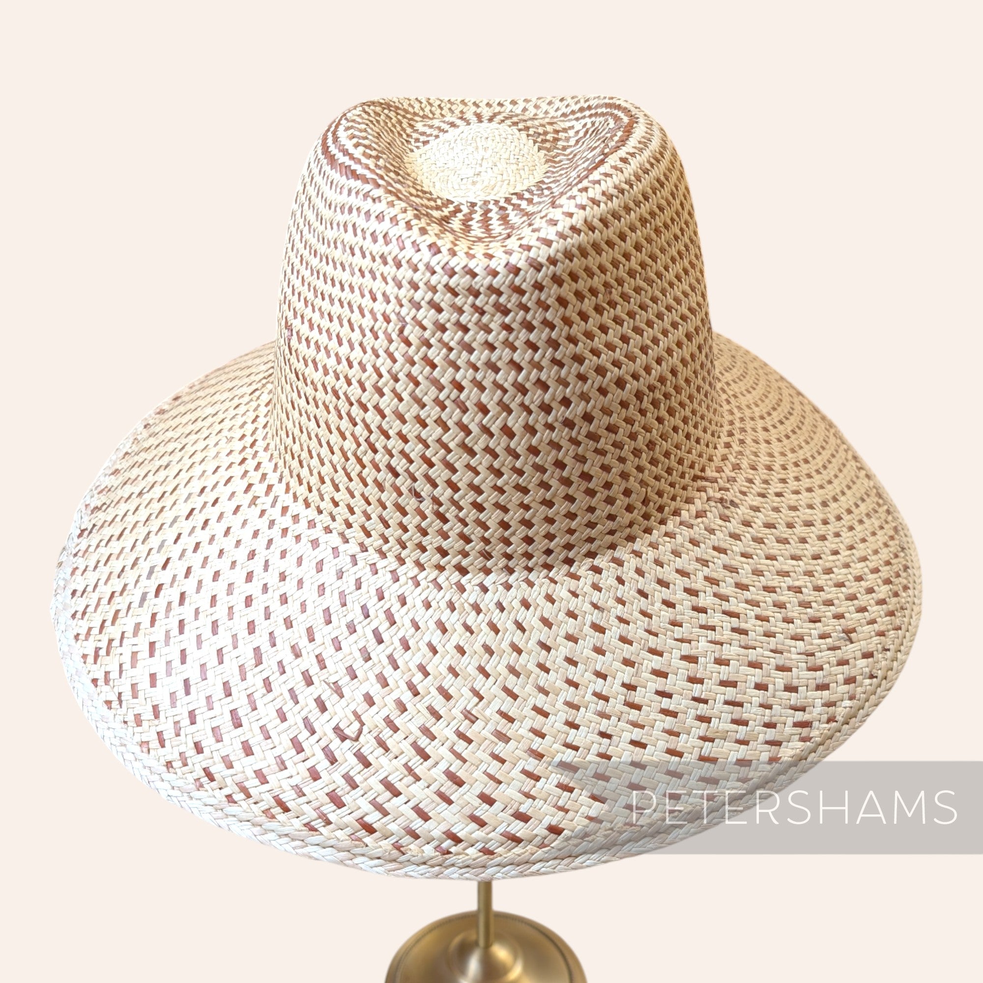 Partially Blocked Double Circle Vintage Ecuador Panama Straw Capeline - 11"