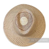 Partially Blocked Double Circle Vintage Ecuador Panama Straw Capeline - 11"