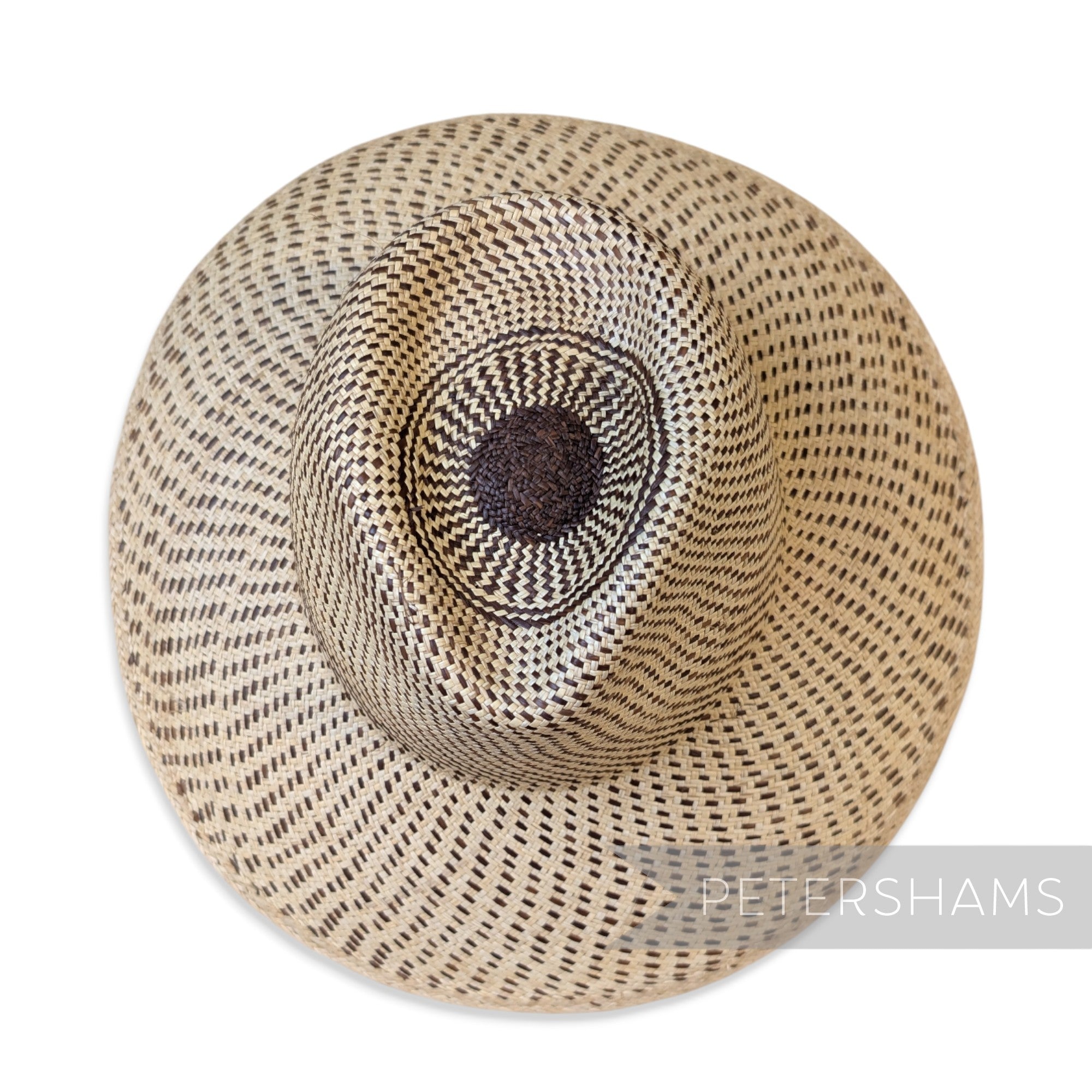 Partially Blocked Double Circle Vintage Ecuador Panama Straw Capeline - 11"