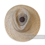 Partially Blocked Double Circle Vintage Ecuador Panama Straw Capeline - 11"