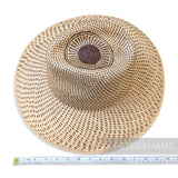 Partially Blocked Double Circle Vintage Ecuador Panama Straw Capeline - 11"