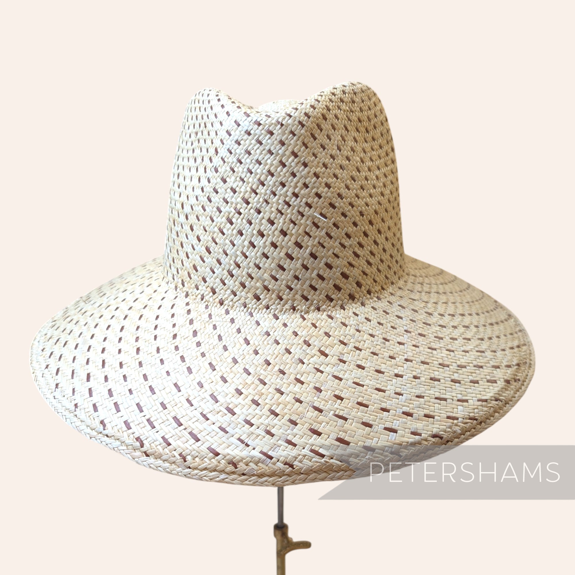 Partially Blocked Spiral Dash Vintage Ecuador Panama Straw Capeline - 11"