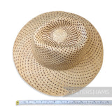 Partially Blocked Spiral Dash Vintage Ecuador Panama Straw Capeline - 11"