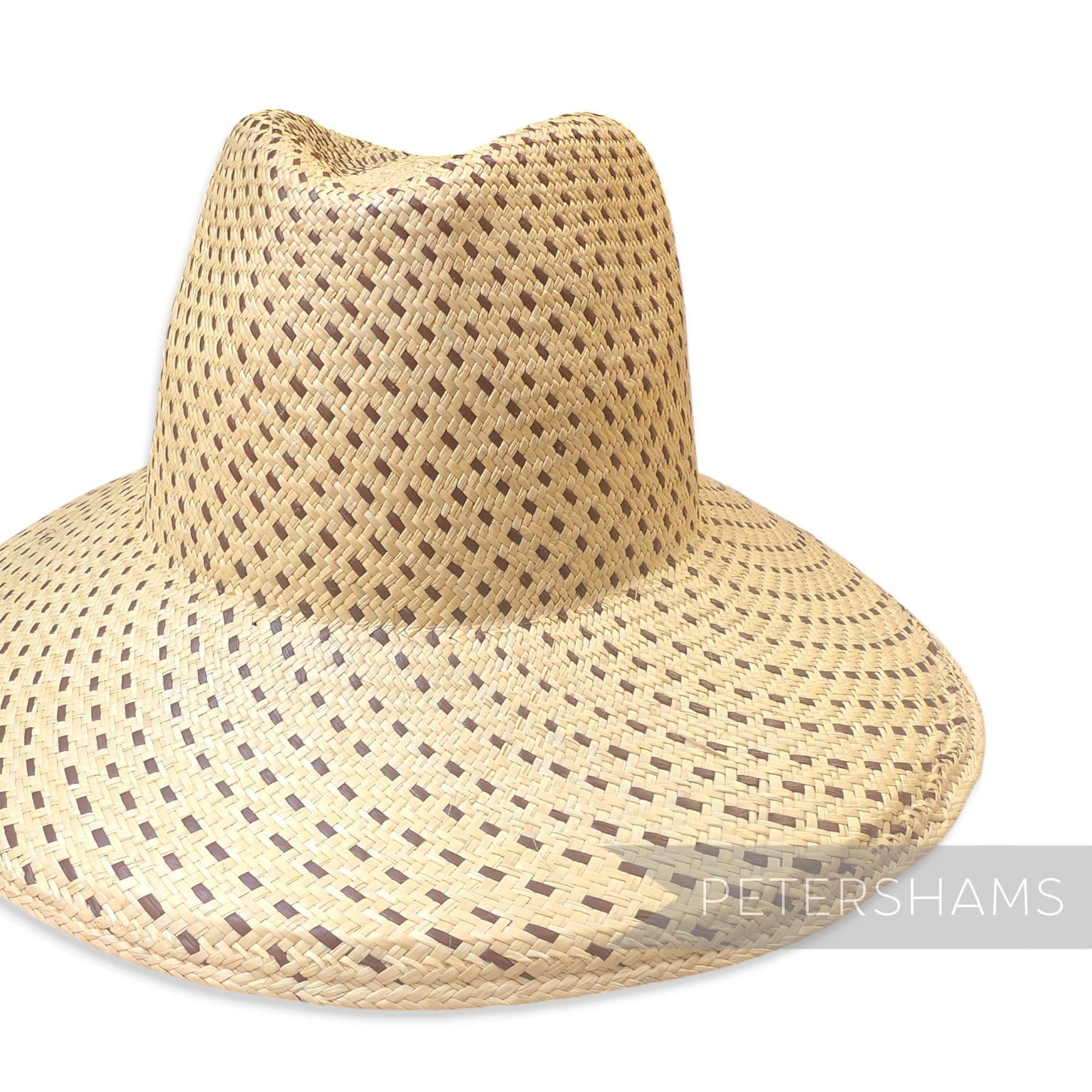 Partially Blocked Spiral Dash Vintage Ecuador Panama Straw Capeline - 11.5"