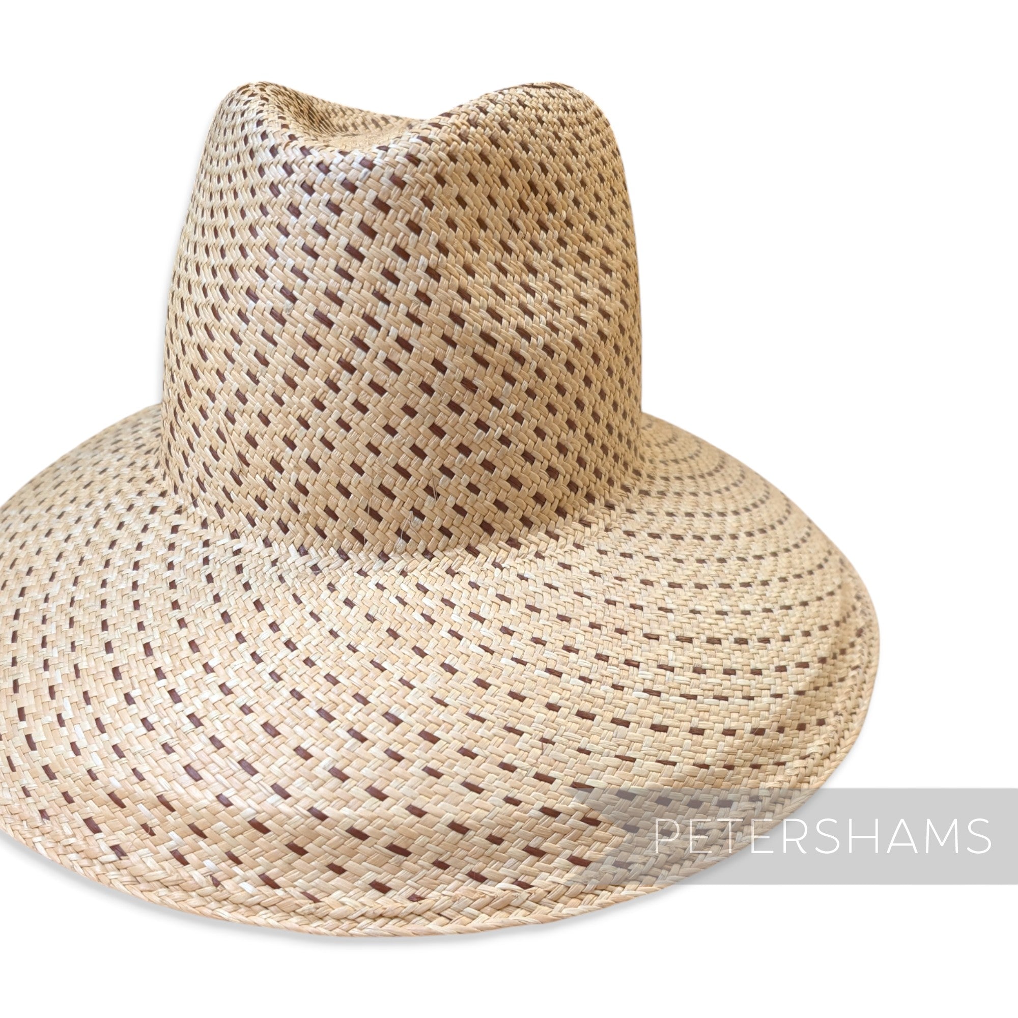 Partially Blocked Spiral Dash Vintage Ecuador Panama Straw Capeline - 12"