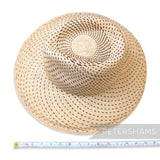 Partially Blocked Spiral Dash Vintage Ecuador Panama Straw Capeline - 12"