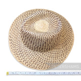 Partially Blocked Irregular Double Dash Vintage Ecuador Panama Straw Capeline - 11"