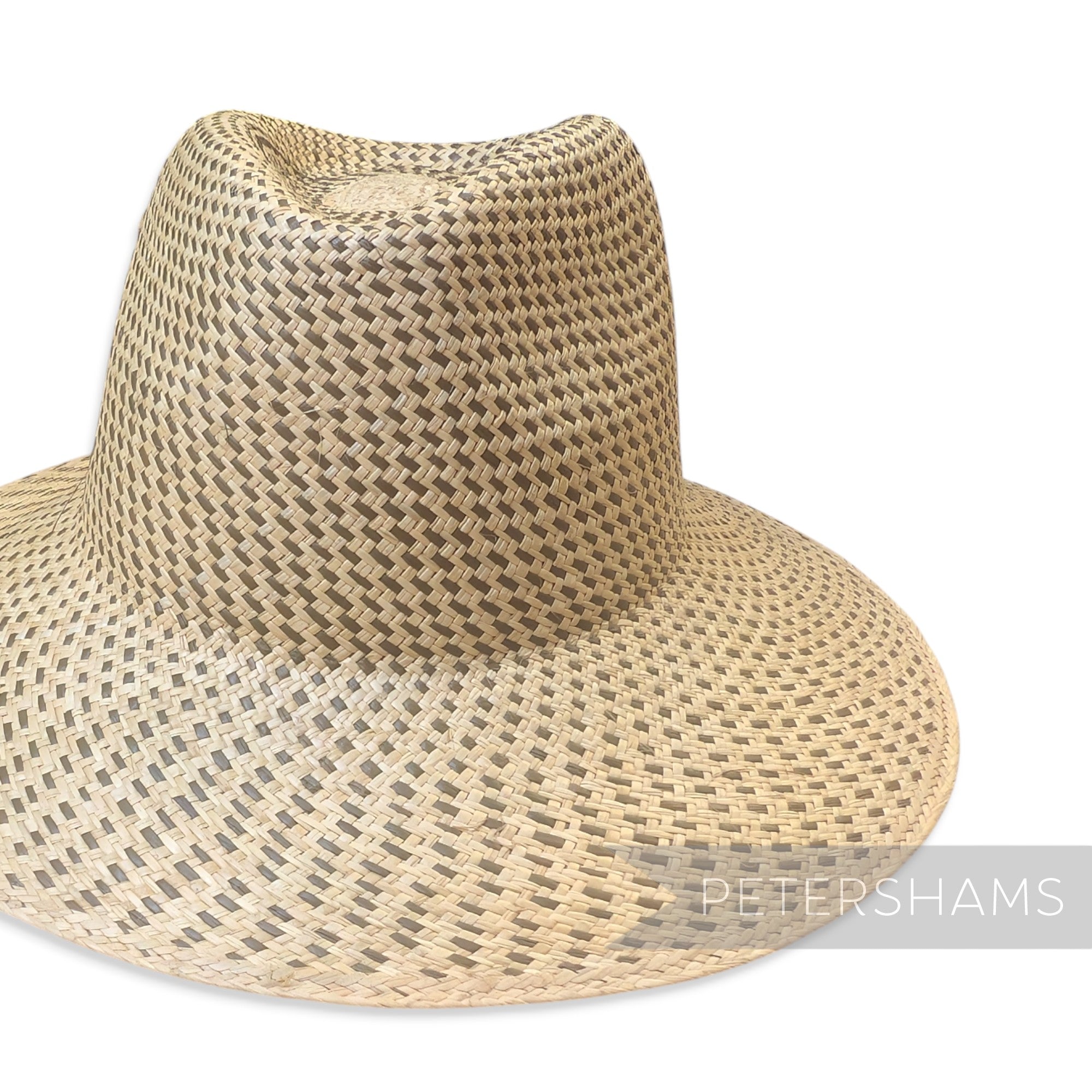 Partially Blocked Single Dash Vintage Ecuador Panama Straw Capeline - 11"