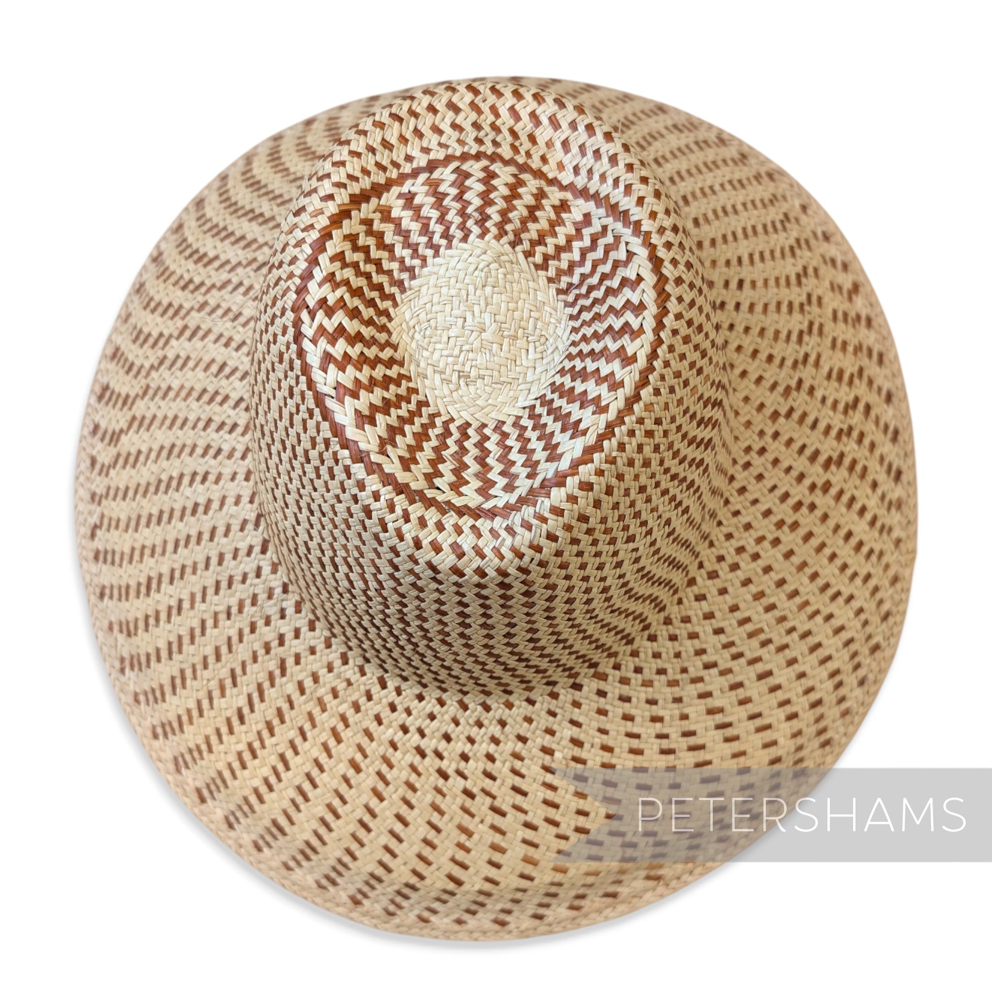 Partially Blocked Single Dash Vintage Ecuador Panama Straw Capeline - 11.5"