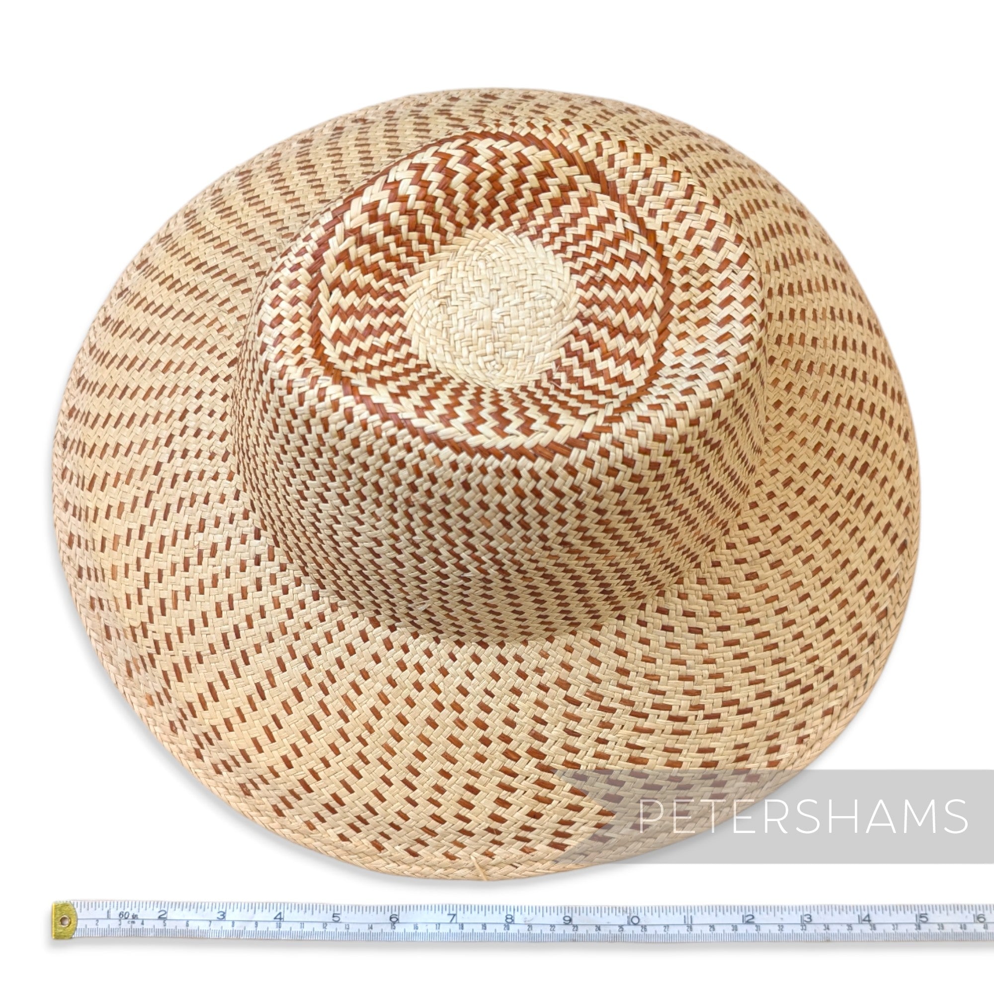 Partially Blocked Single Dash Vintage Ecuador Panama Straw Capeline - 11.5"