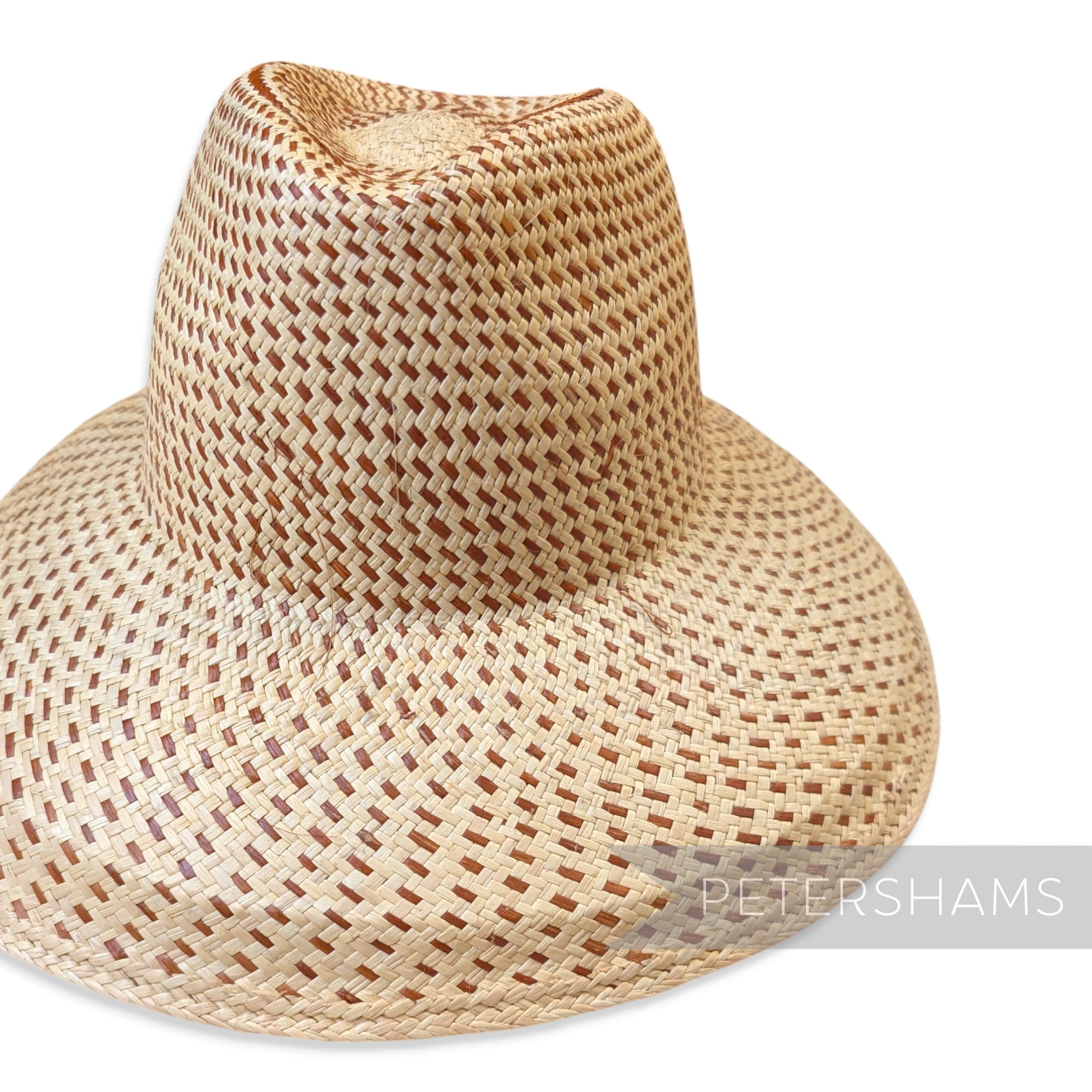 Partially Blocked Single Dash Vintage Ecuador Panama Straw Capeline - 12"