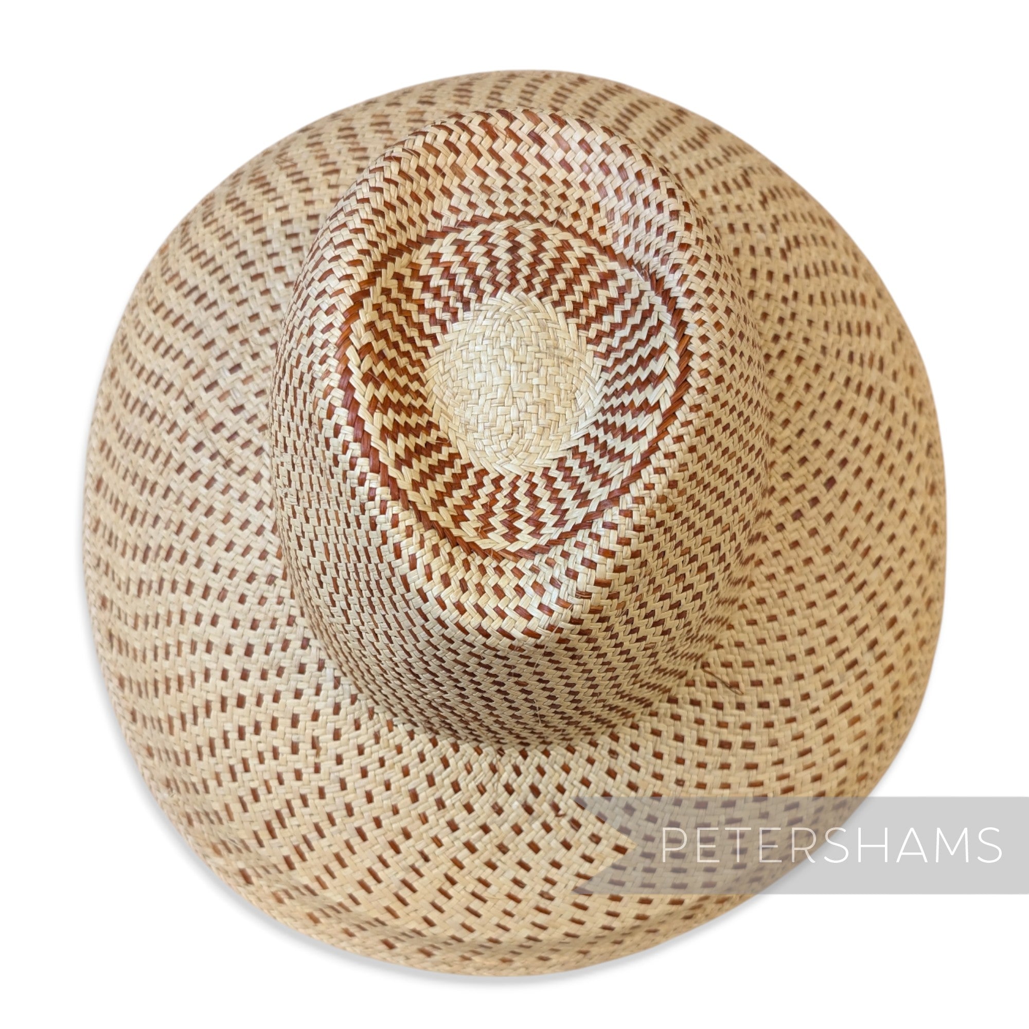 Partially Blocked Single Dash Vintage Ecuador Panama Straw Capeline - 12"