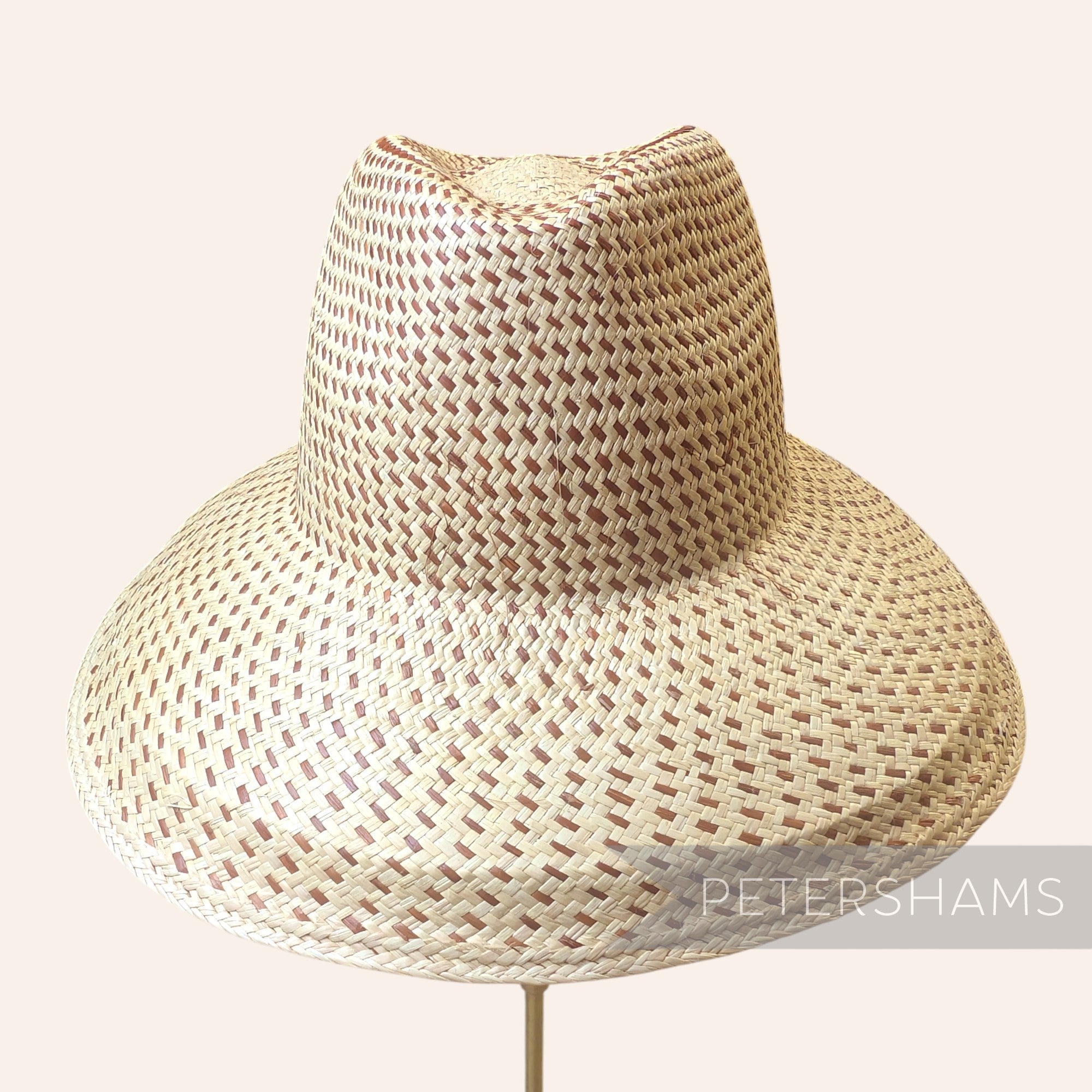 Partially Blocked Single Dash Vintage Ecuador Panama Straw Capeline - 12"