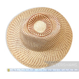 Partially Blocked Single Dash Vintage Ecuador Panama Straw Capeline - 12"