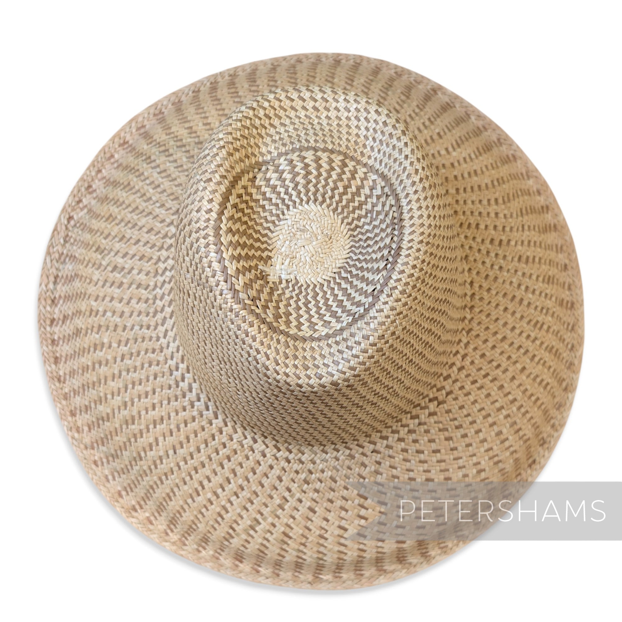 Partially Blocked Single Dash Vintage Ecuador Panama Straw Capeline - 12"