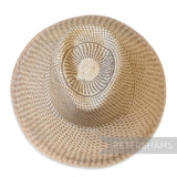 Partially Blocked Single Dash Vintage Ecuador Panama Straw Capeline - 12"