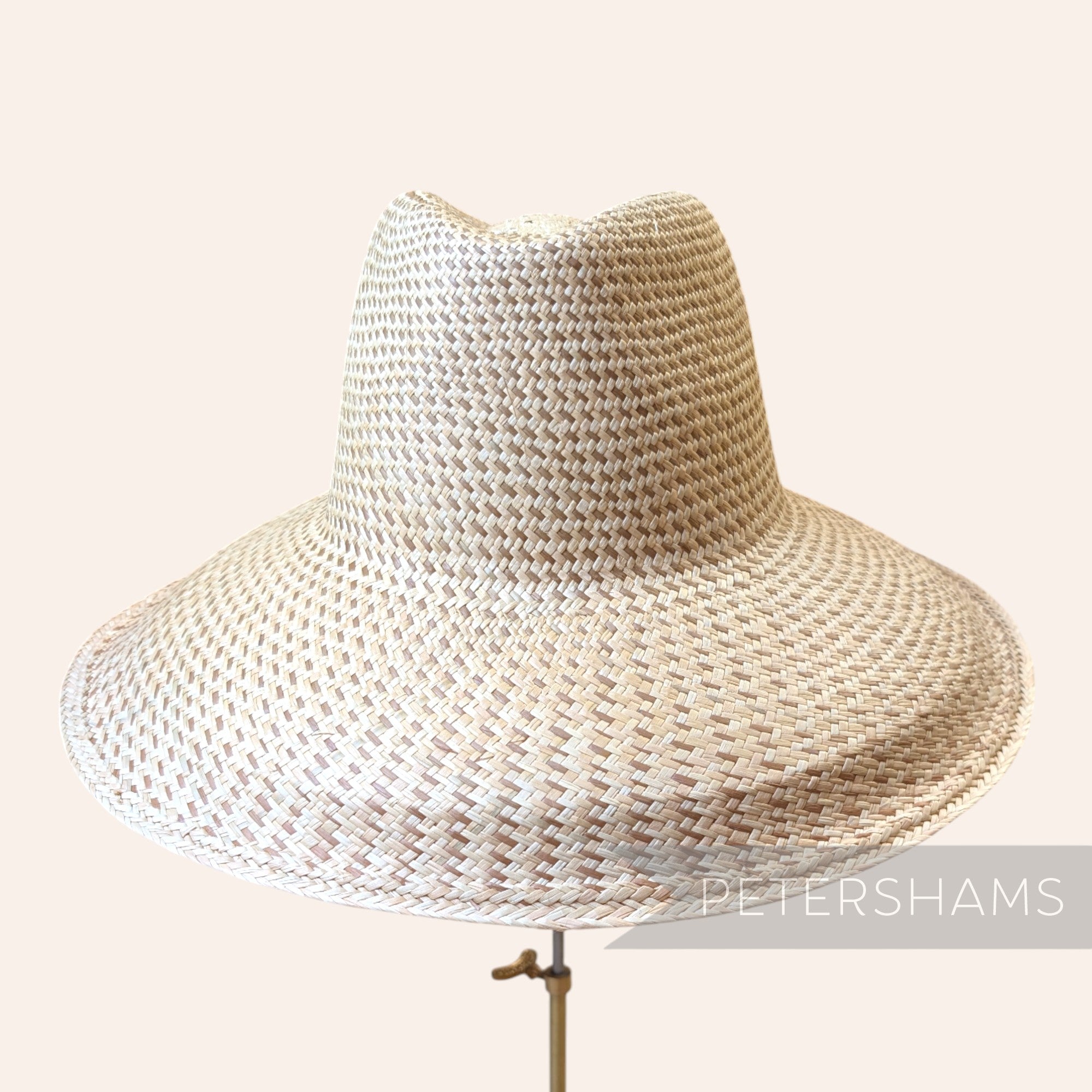 Partially Blocked Single Dash Vintage Ecuador Panama Straw Capeline - 12"