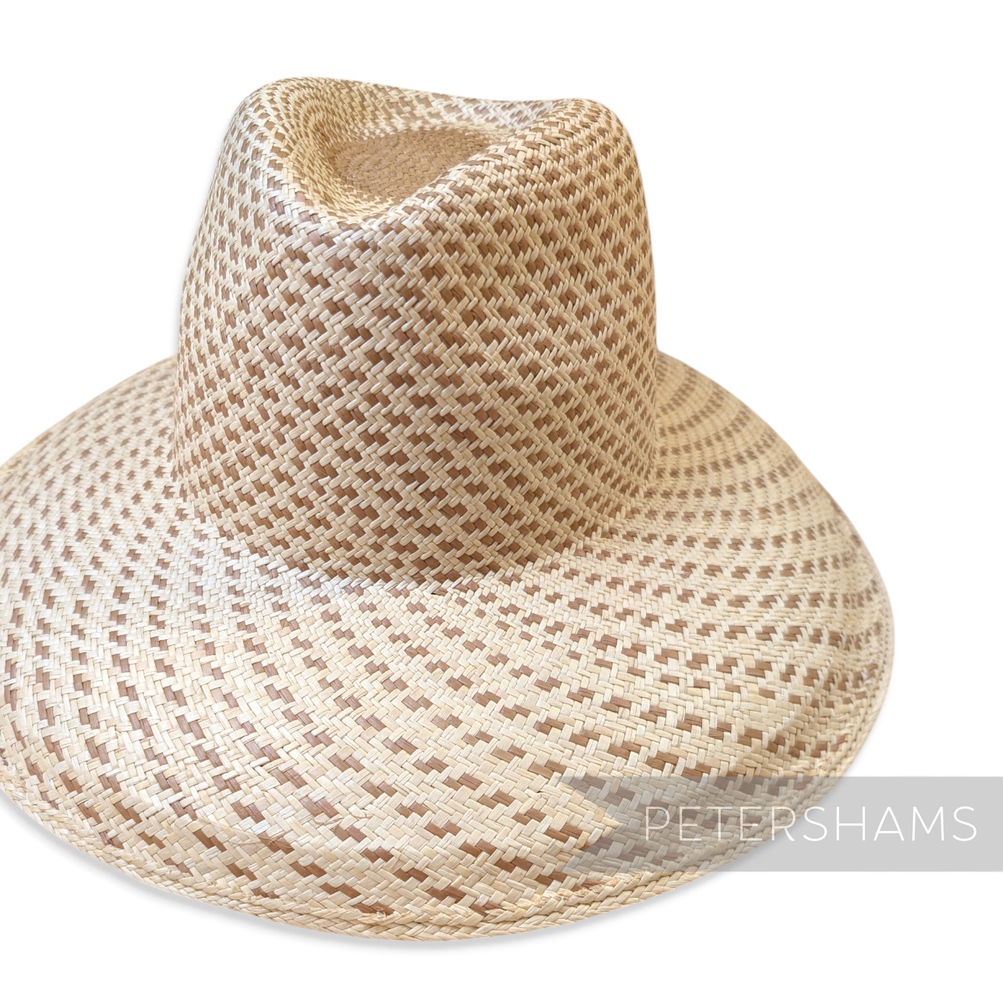 Partially Blocked Double Dash Vintage Ecuador Panama Straw Capeline - 12"