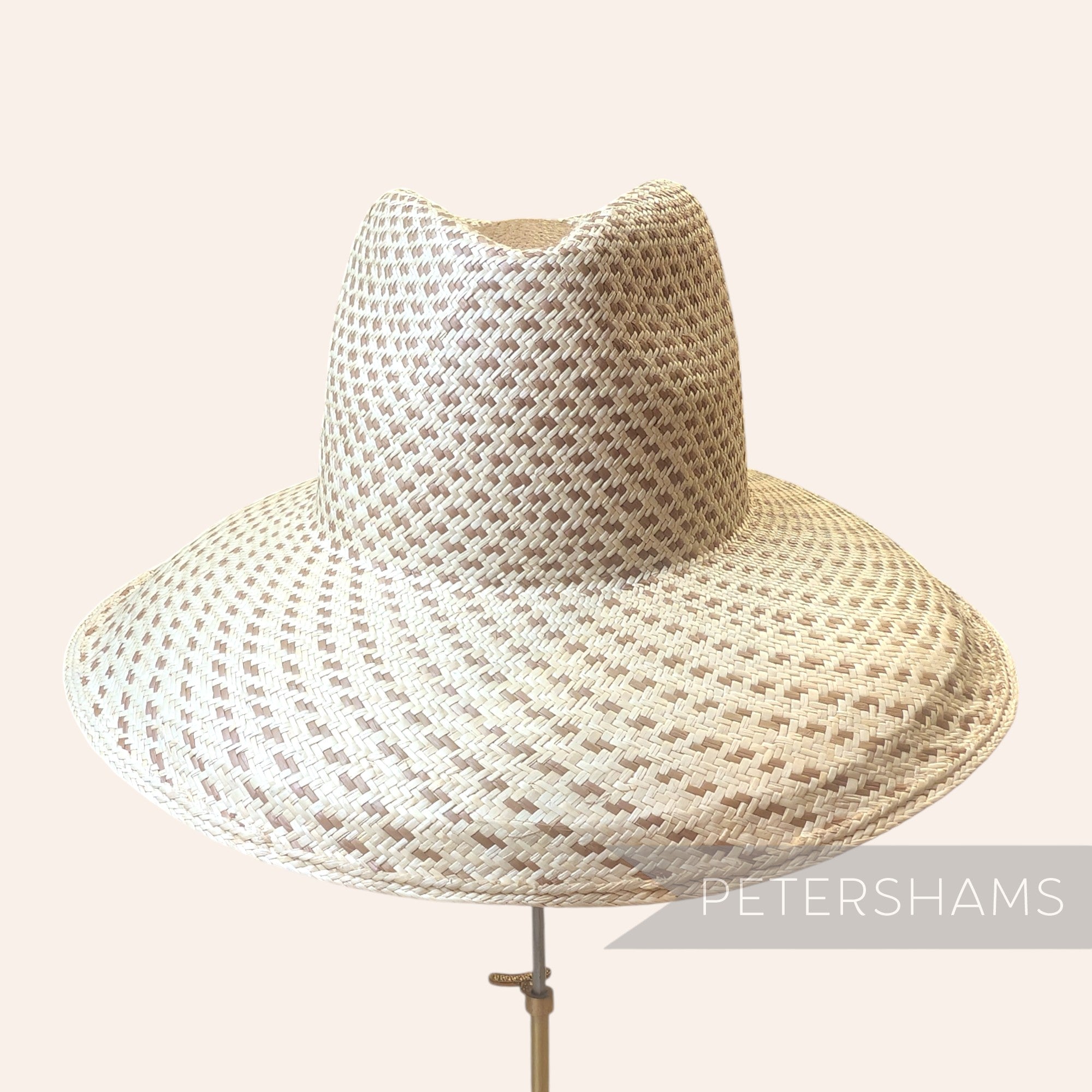 Partially Blocked Double Dash Vintage Ecuador Panama Straw Capeline - 12"