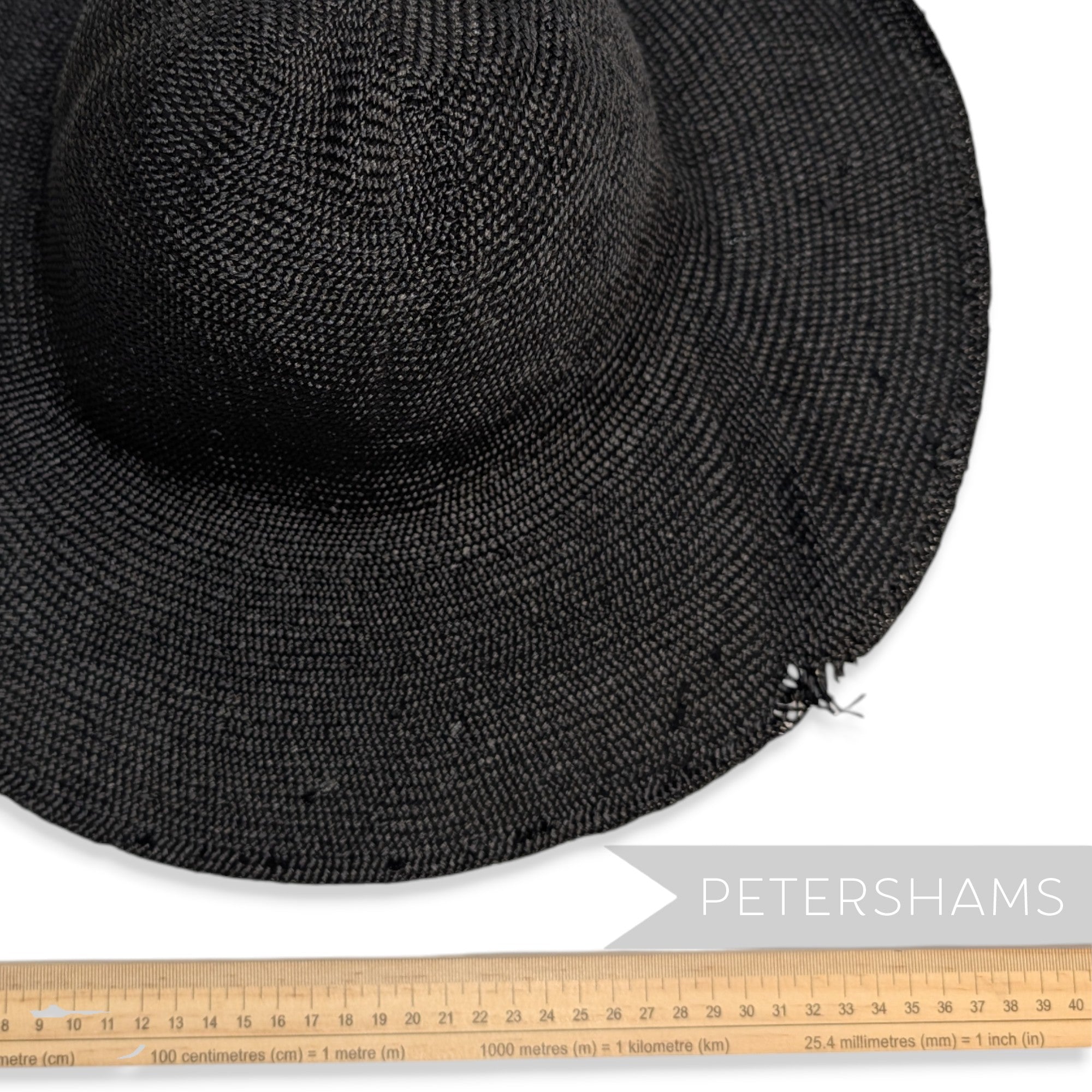 Imperfect Laminated Raffia Black Capeline 11