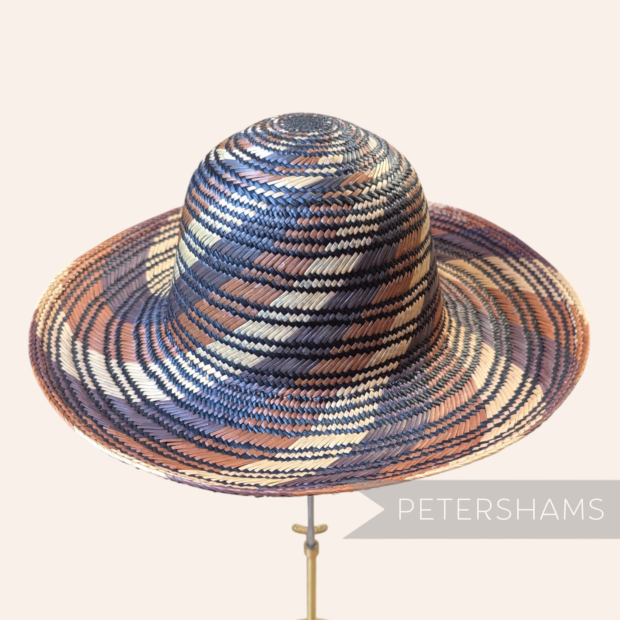 Damaged Double Ring Swirl Vintage Ecuador Panama Straw Capeline Hat Body - 11"