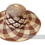 Imperfect Flower Check Vintage Ecuador Panama Straw Capeline Hat Body - 11.5"