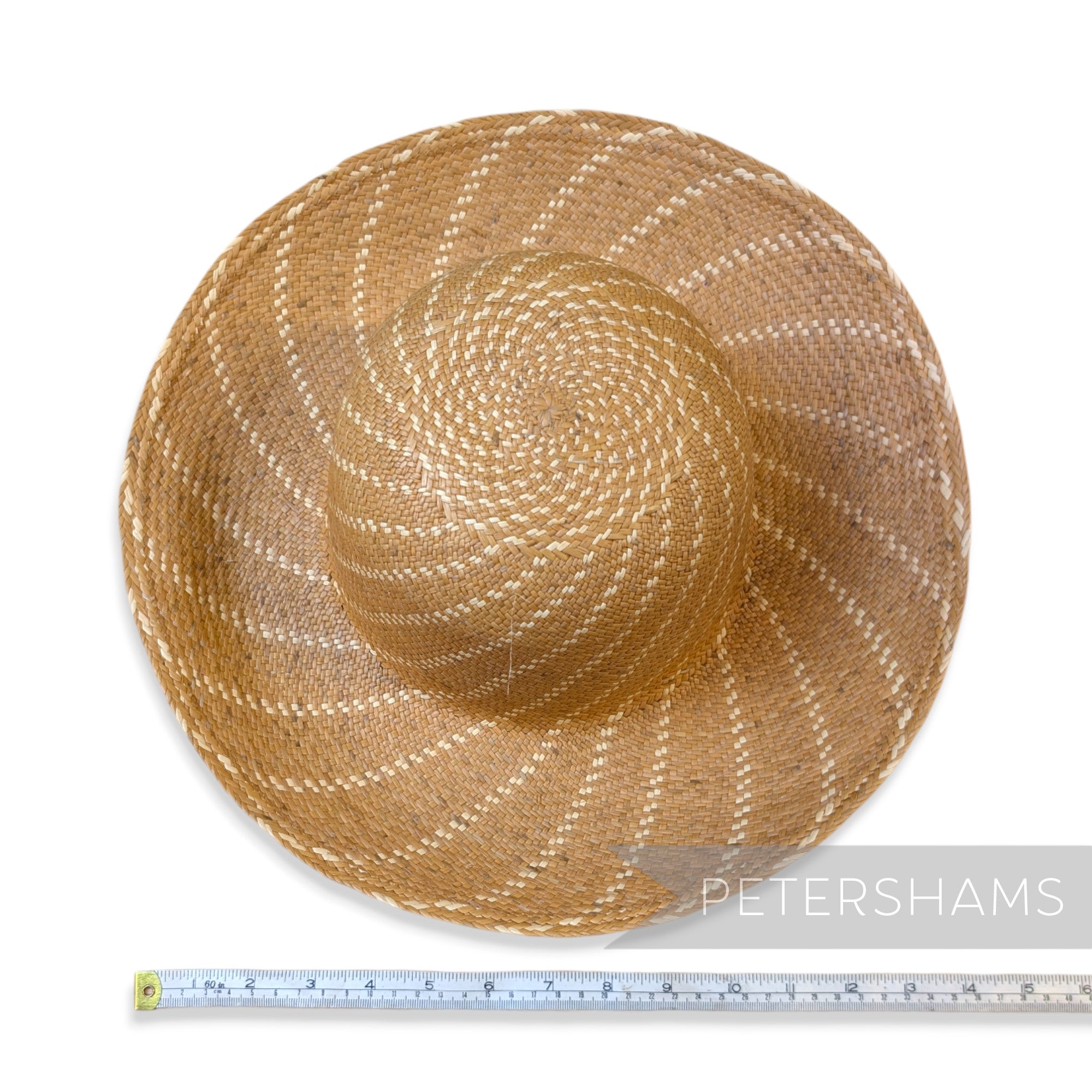 Imperfect Double Dash Swirl Vintage Ecuador Panama Straw Capeline Hat Body - 11"