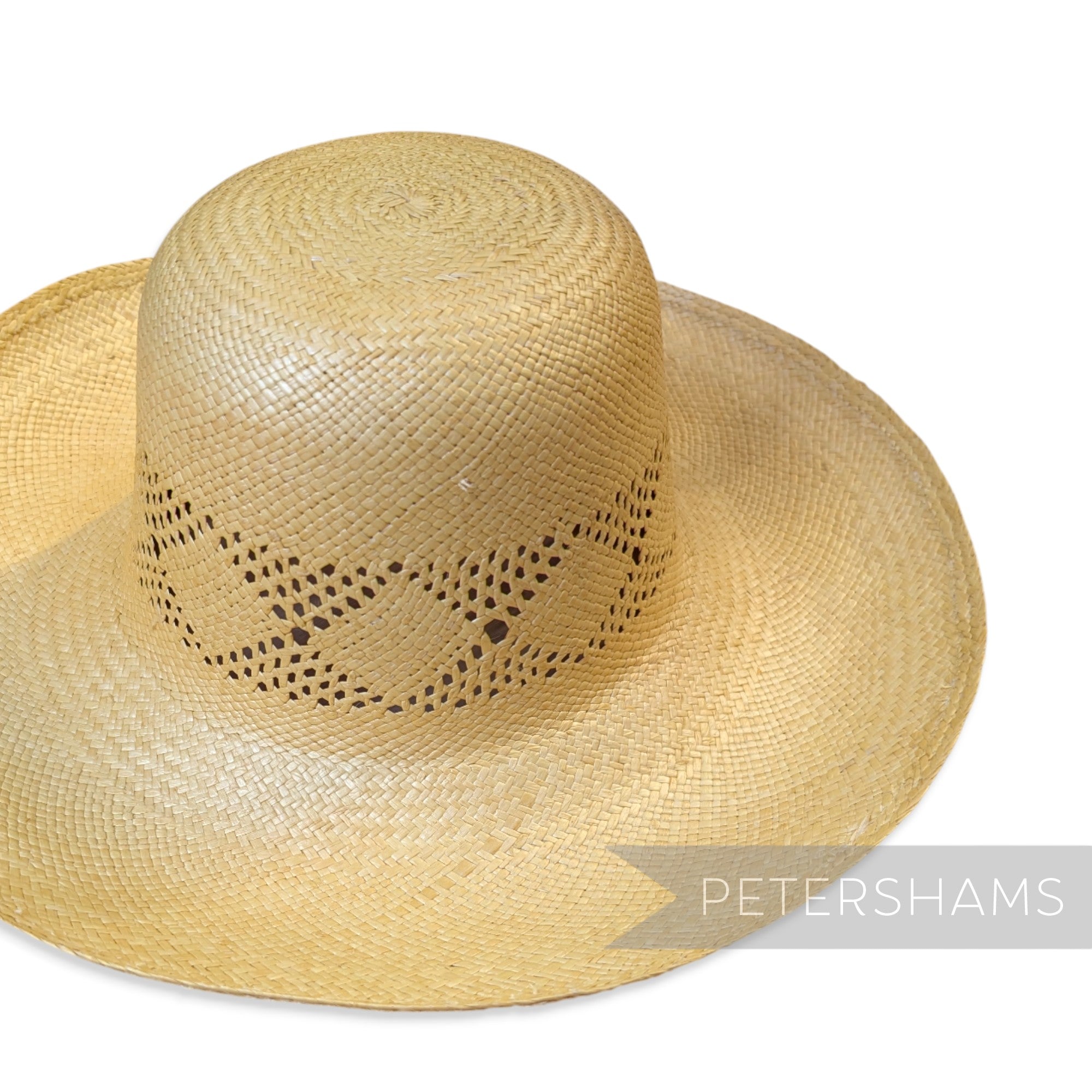 Imperfect Diamond Crown Vintage Ecuador Panama Straw Capeline Hat Body - 12"