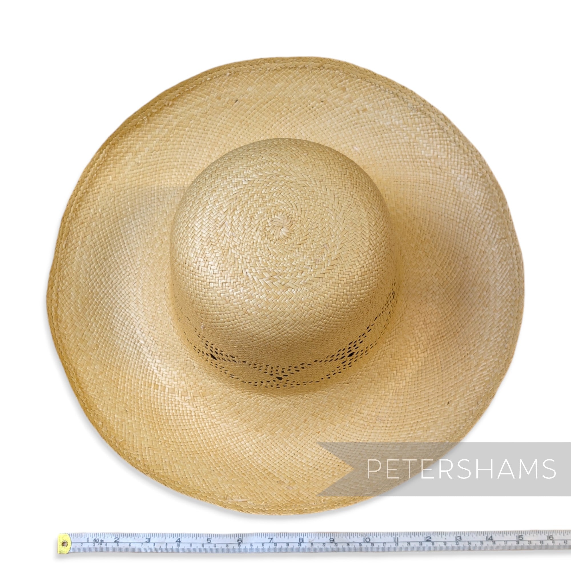 Imperfect Diamond Crown Vintage Ecuador Panama Straw Capeline Hat Body - 12"