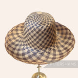 Imperfect Houndstooth Vintage Ecuador Panama Straw Capeline Hat Body - 11.5"