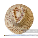Partially Blocked Double Dash Circle Top Vintage Ecuador Panama Straw Capeline - 11"